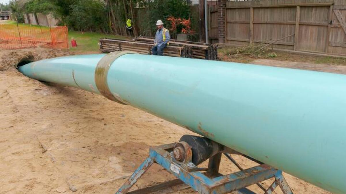 Sewer PVC pipe installation