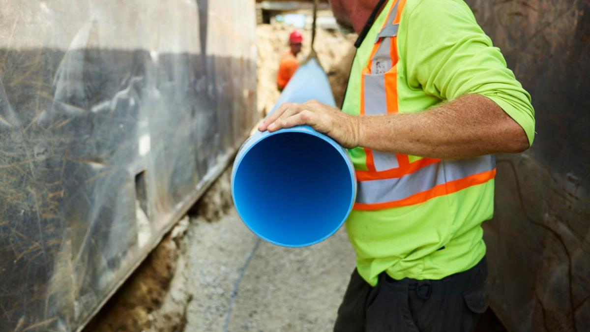Sewer PVC pipe installation