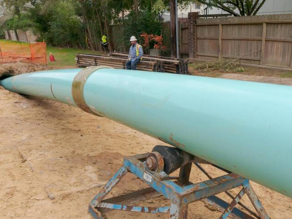 Sewer PVC pipe installation