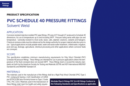 Schedule 40 PVC Specs