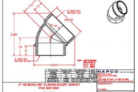 45 Degree Bend Short Sweep 2in (SxH) 2x2 D402SS DL402SS DH402SS