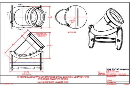 Rehab Saddle Wye with Stainless Steel Clamps and Locator Ring 8x6 H4308-6R