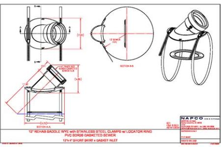 Rehab Saddle Wye with Stainless Steel Clamps and Locator Ring 12x4 H4312-4R