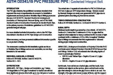 ASTM D2241/IB PVC Pressure Pipe Installation Guide