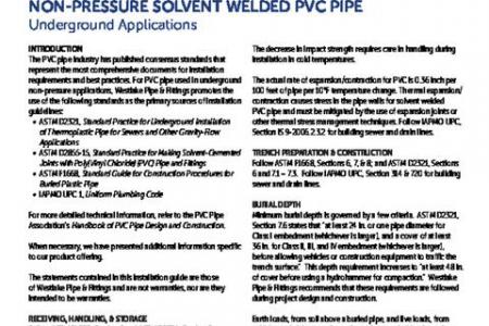 Non-Pressure Solvent Welded PVC Pipe - Underground Applications