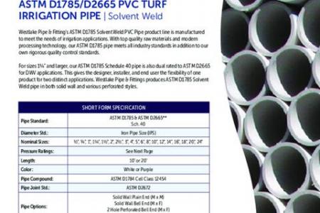ASTM D1785/D2665 PVC Turf Irrigation Pipe