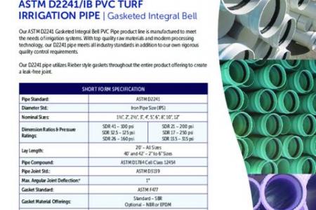 ASTM D2241/IB PVC Turf Irrigation Pipe