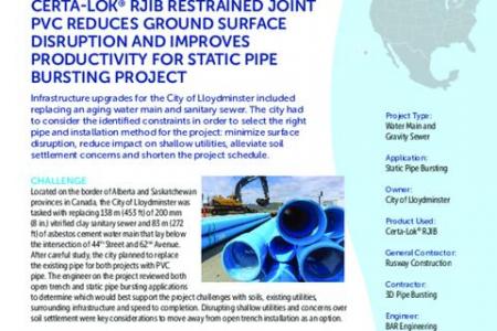 Certa-Lok® RJIB Restrained Joint PVC Reduces Ground Surface Disruption and Improves Productivity for Static Pipe Bursting Project