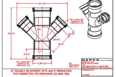 Double 45 Degree Wye GxGxGxG 6x4 T366-4