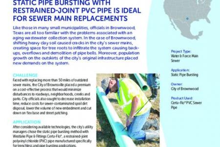 Static Pipe Bursting With Restrained Joint PVC Pipe is Ideal for Sewer Main Replacements