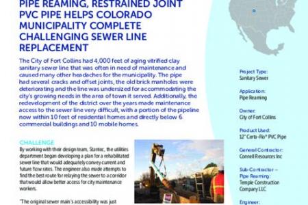 Pipe Reaming, Restrained-Joint PVC Pipe Helps Colorado Municipality Complete Challenging Sewer Line Replacement