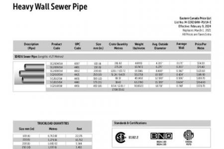 SDR26 Heavy Wall Sewer Pipe (Eastern)