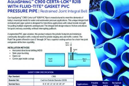 AquaSpring™ C900 Certa-Lok® RJIB with Fluid-Tite® Gasket PVC Pressure Pipe