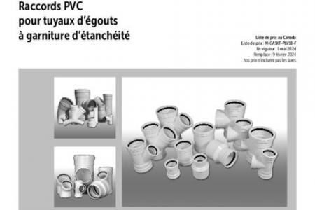 Raccords PVC pour tuyaux d'égouts à garniture d'étanchéité